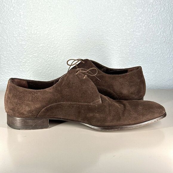 A Testoni Basic Oxford Dress Shoes Brown Suede Leather Mens Size 12 Lace Up - Picture 6 of 16